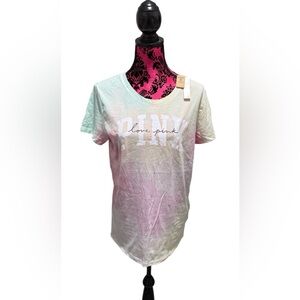 Victoria's Secret Pink Ombre Tie Dye Logo Tee Shirt L
